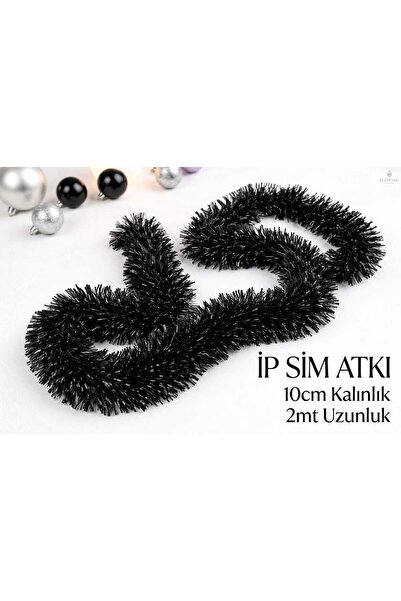 İp Sim Atkı 10 cm Kalın Dilim - Siyah