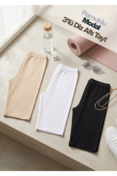 Loule Γυναικεία κολάν από Modal και βαμβάκι πάνω από το γόνατο, σε πακέτο 3 τ...