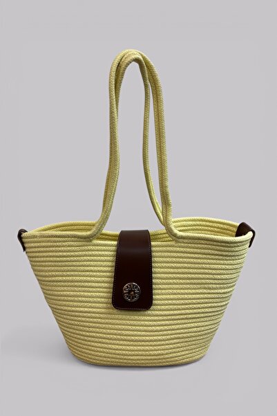 MaVaux Elira Halat Örgü Γυναικεία Δερμάτινη Τσάντα Παραλίας και Καθημερινής Χ...