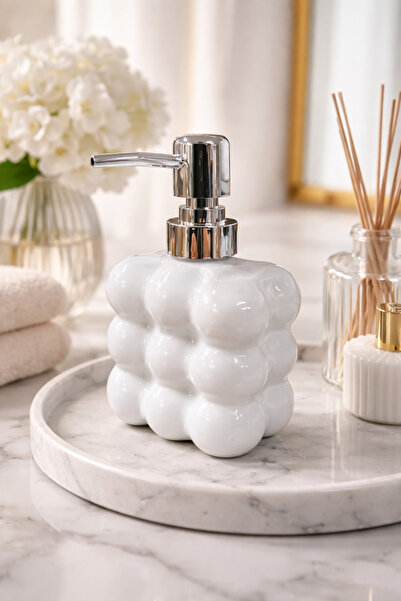 MAKRİ HOME Δοχείο υγρού σαπουνιού Bubble Cam, 300 ml - Λευκό, 9,5x6,5x15 εκ.