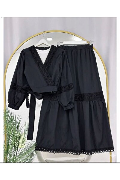 VOLT CLOTHİNG GÜPÜRLÜ BELDEN BAĞLAMALI ETEKLİ TAKIM