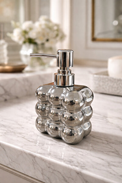 MAKRİ HOME Δοχείο υγρού σαπουνιού Bubble Cam, 300 ml - Μεταλλικό Γκρι, 9,5x6,...