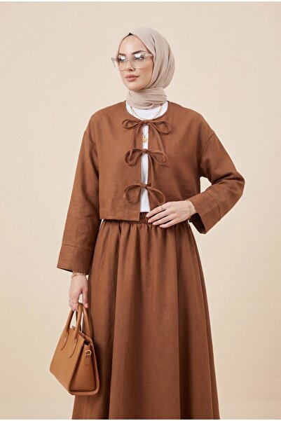 Modamorfo Λινό σετ με δαντέλα μπροστά και ελαστική μέση - μαύρισμα