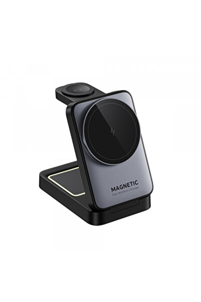 OEM Havit W3103 3 в 1 Безжично зарядно устройство, 15W, 1.67a, Черно-сив
