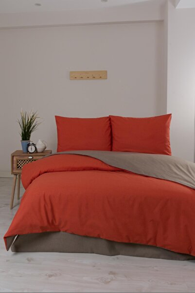 Per Class Μονό Σετ Παπλωματοθήκης Απλό Σεντόνι Κανέλα-Καφέ