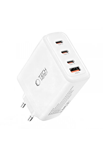 Tech-Protect Nc140w-GAN Τροφοδοτικό, 140W, 5A, 1 x USB-A - 3 x USB-C, Λευκό