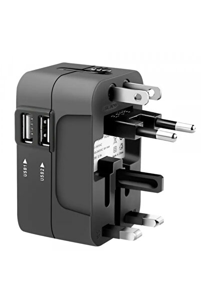 Techsuit Hht202 Αντάπτορας Ρεύματος Ταξιδίου, 10W, 2A, 2 Θύρες USB-A, Μαύρο