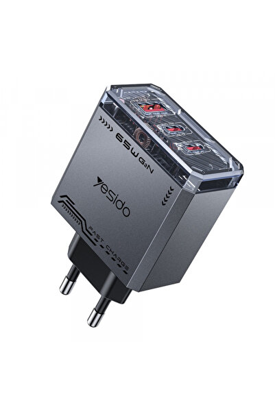 OEM Yesido Yc101 Τροφοδοτικό, 65W, 3.25A ​ ​ 1 x USB-A - 2 x USB-C, Μαύρο