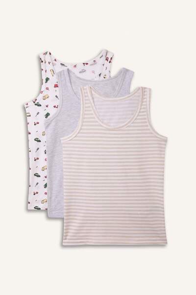 DeFacto Araç Baskılı 3'lü Atlet Erkek Çocuk H0702A826SP