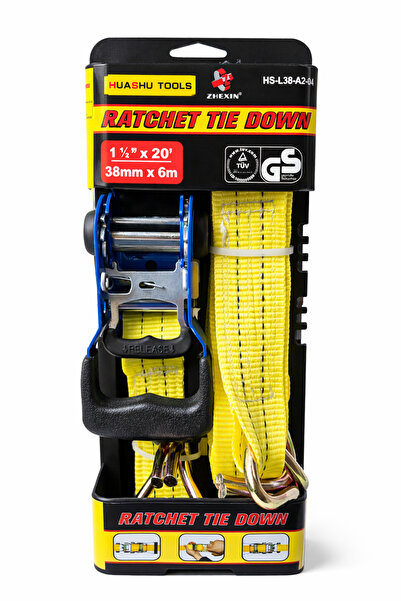 Erhan Ιμάντας Καστάνιας 6μ x 38χιλ., Ιμάντας Πρόσδεσης Φορτίου με Μεταλλικά Ά...