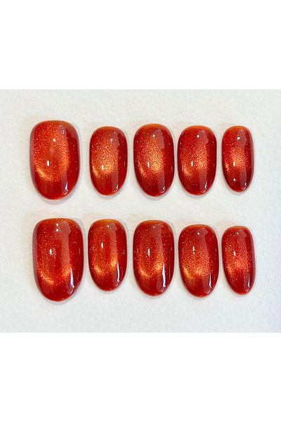 Nailvana (Μεσαίο) Χειροποίητα Αυτοκόλλητα Νύχια με Εφέ Μάτι Γάτας και Φλογερή...