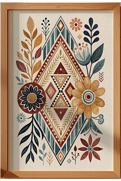 BayDodo Creative Etnik Desenli Boho Duvar Tablosu – Renkli Geometrik Motifli ...