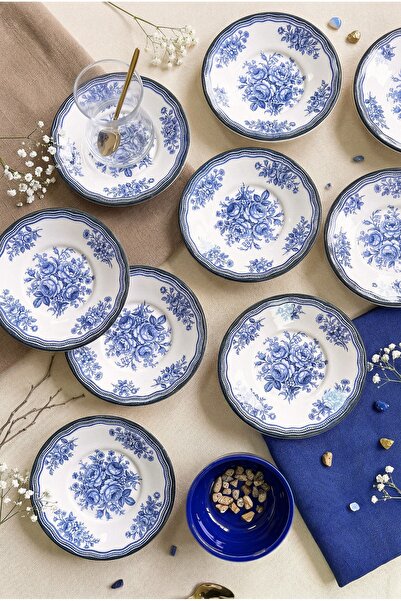 Erbaşlar Frozen Çiçeği Lacivert 12 Li Çay Tabağı , Çay seti