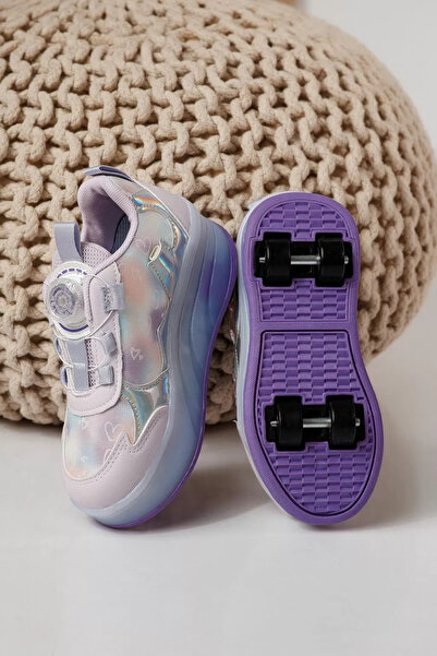 Zaira Μωβ υφασμάτινα σνίκερς με ροδάκια Helys3 # 24868 - 34