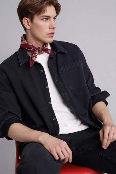 DeFacto Βαμβακερό μακρυμάνικο πουκάμισο κανονικής εφαρμογής H0213AX26SP