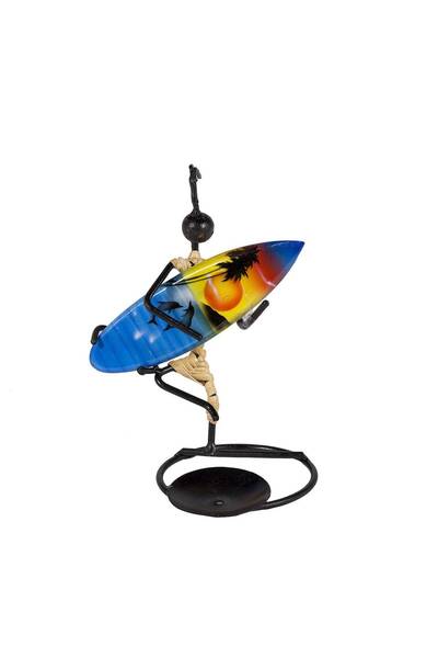 Mandala Craft Μεταλλικό κηροπήγιο σε σχήμα ανδρικής φιγούρας με ξύλινη σανίδα...