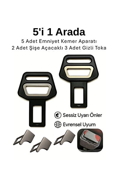 larenauto Tüm Araçlara Uyumlu Koltuk Tokası-Şişe Açacağı ve Gizli Toka (5 Adet)