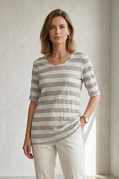 YXL COLLECTION Γυναικεία μπλούζα μεγάλου μεγέθους Lycra με λαιμόκοψη ποδηλάτο...