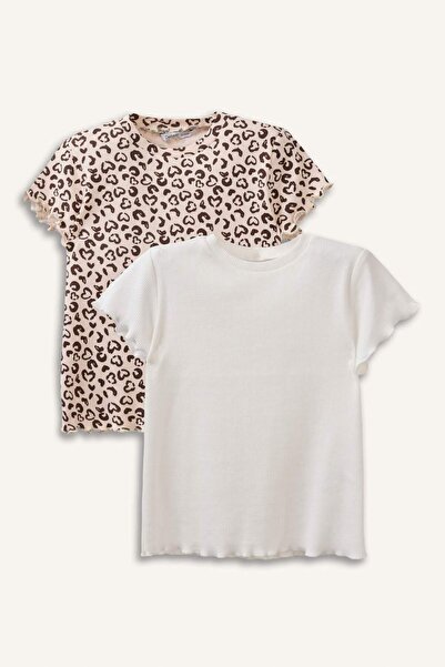 DeFacto Μπλουζάκι με λαιμόκοψη ποδηλάτου, λεοπάρ σχέδιο, καμιζόλα με κορδόνια...