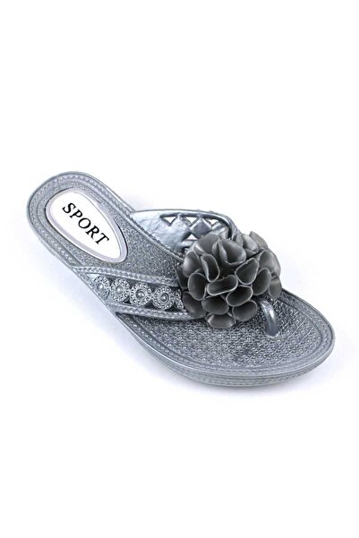 mm Women's slippers, flip-flops, with flower decoration LB-A52-SILVER