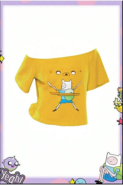 İsra Ayyıldız Moonstar Collection Sarı Adventure Time Düşük Omuzlu Y2K Street...