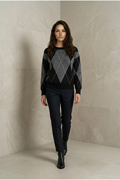 Fix Modalife Γυναικείο πλεκτό πουλόβερ με σχέδιο μπακλαβά και λαιμόκοψη ποδηλ...