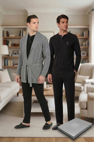 D'S Damat D’S Damat Çeyizlik Premium Modal Πιτζάμες Ρομπέρες Μπόξερ Σετ με Αθ...