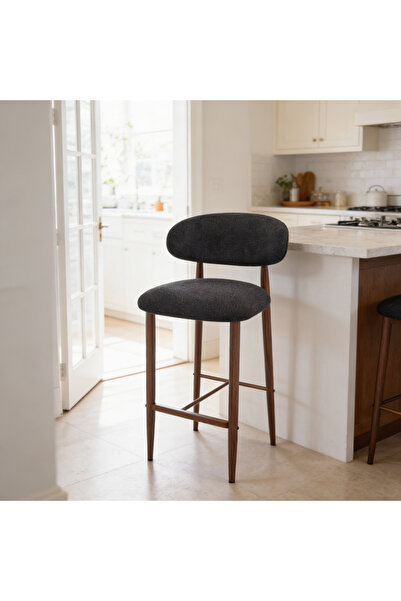 Ebticar Bar Chair Black – Contemporary Design with a Natural Wood Touch