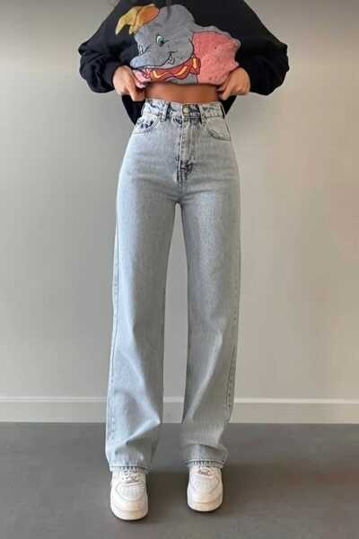 DRC trend Lora Women's Ice Snow Wash Blue Lycra Super High Waist Loose Jeans ...