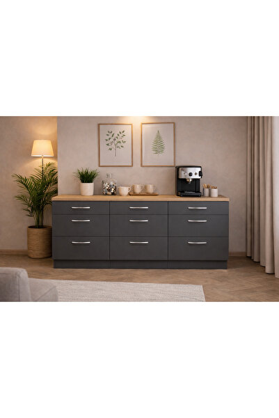 Tdesigno Sia 9 Çekmeceli Mutfak Alt Modül-Çok Amaçlı Dolap-Kiler Dolabı 180 C...