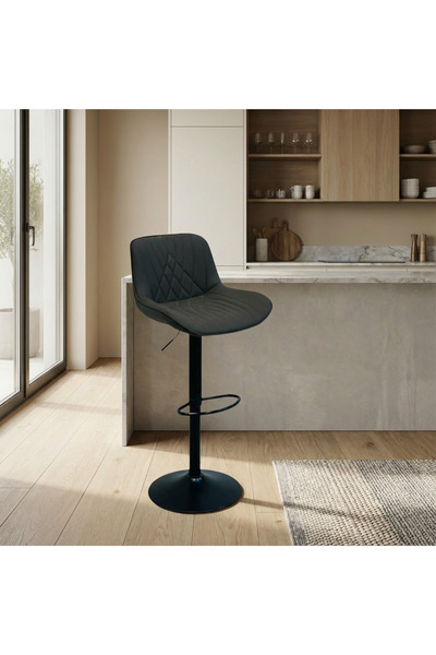 Ebticar Dark gray faux leather bar stool with a padded design