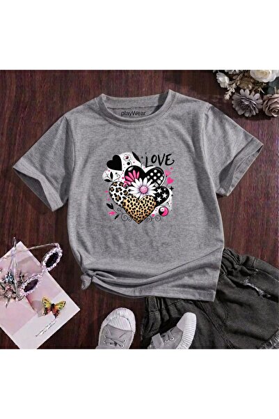 playwear Tricou unisex pentru copii, 100% bumbac, cu imprimeu Papatya Love, c...