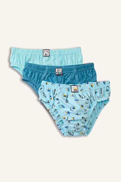 DeFacto Car Printed Combed Cotton 3-Piece Slip Panties for Boys H0707A826Sp