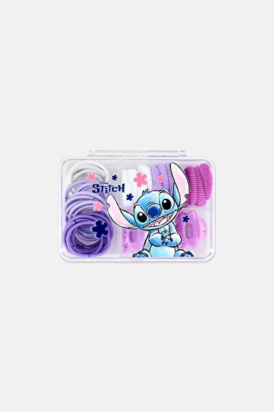 Disney Kids Girl 46 Pcs Stitch Hair Elastic And Claw Clip Set, Multicolor