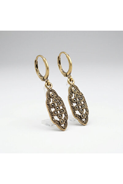 Dorvina Bronze Earrings Authentic Jewelry Margazite Stone Oval Shield Model V...