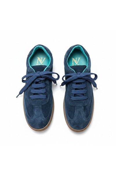 NE&VE SHOES Γυναικείο casual sneaker με κορδόνια από γνήσιο δέρμα σε μπλε ναυ...