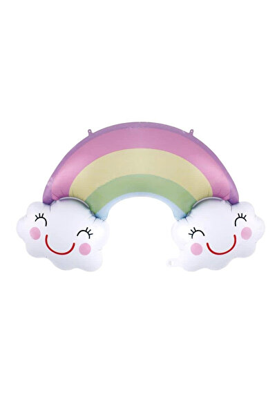 BALON DİYARI Rainbow Foil Balloon 92X62 cm – Cloudy Rainbow Birthday Balloon