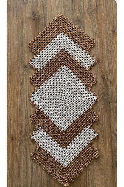 EKE BUTİK El Örgüsü Runner Bej-Kahverengi Rengi 35*86cm