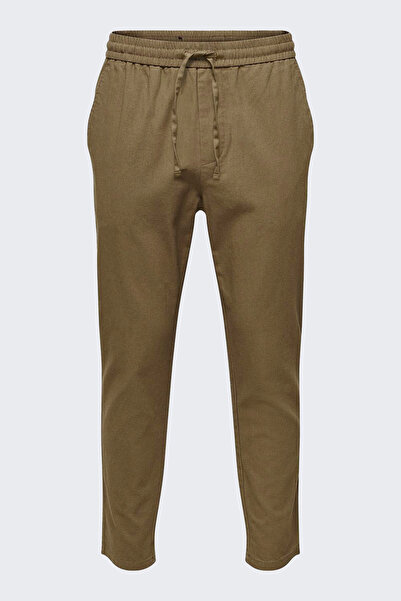 Only & Sons Onslinus Crop 0007 Cot Lin Pnt Noos Men's Brown Sweatpants - 2202...