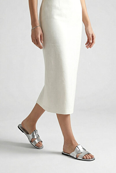 Gökhan Talay Γυναικείες παντόφλες Venza Cross-Strap Lame Metallic Skin