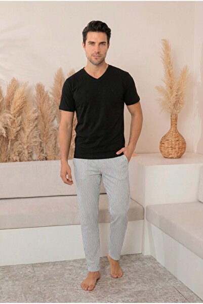 MEBA Men's Dad Dowry Modal Fabric Short Sleeve Fit Cotton Pajama Set with Six...