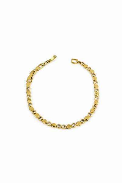 Sacha Accessories Daire Plaka ve Taş Sıralı Minimal Bileklik