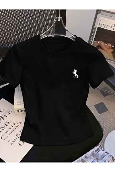 Touz Moda بلوزة قصيرة بحزام على الخصر بتصميم ريترو ستريت وير هورس كلوب