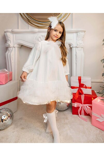 fustite cu luminite Μικρό Φόρεμα με Φώτα, Λευκό - 3-4 ετών (98-104 εκ.)