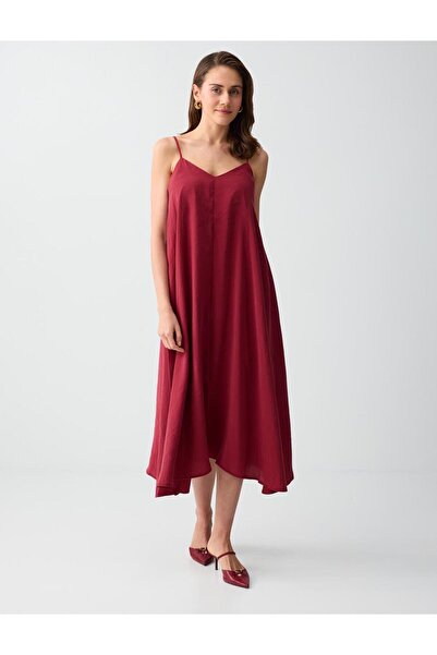 Jimmy Key Κόκκινο άνετο φόρεμα μίντι με λαιμόκοψη V και τιράντες