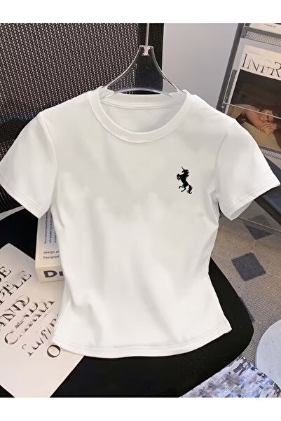 Touz Moda بلوزة قصيرة بحزام على الخصر بتصميم ريترو ستريت وير هورس كلوب