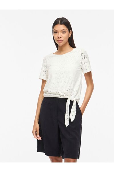 VILA Top s krátkým rukávem VIAMALINA s kulatým výstřihem