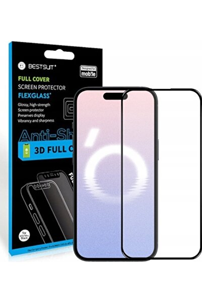 BestSuit Sticlă hibridă flexibilă 5D Full Glue pentru iPhone 16 negru