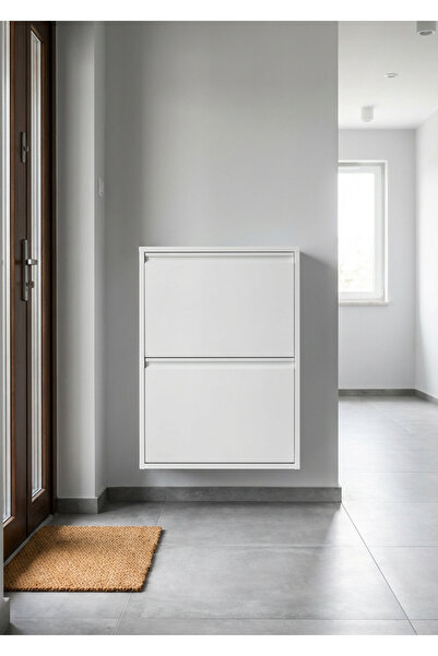 OVROL İkili 2'li Metal Ayakkabılık Premium Beyaz