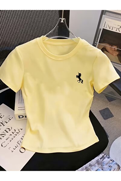 Touz Moda بلوزة قصيرة بحزام على الخصر بتصميم ريترو ستريت وير هورس كلوب